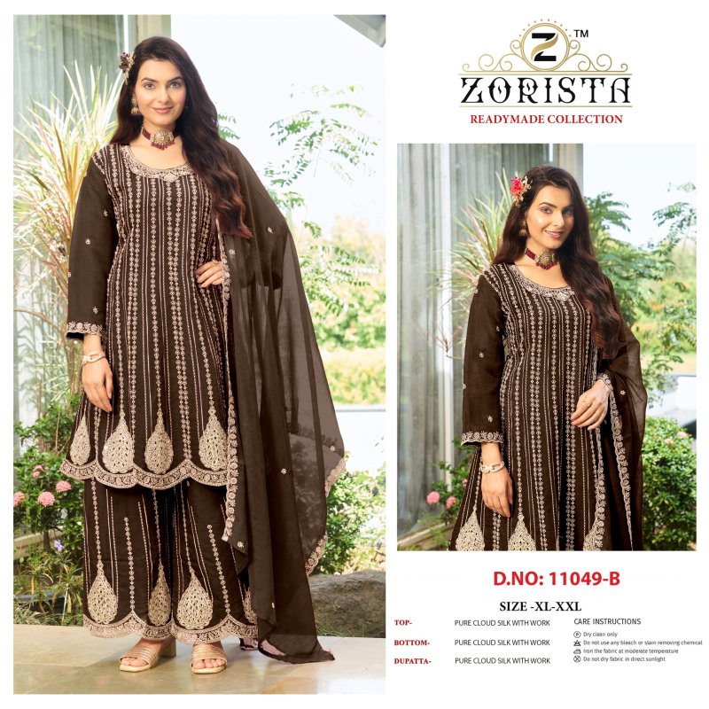 11049 A To D By Zorista Cloud Silk Readymade Pakistani Suits